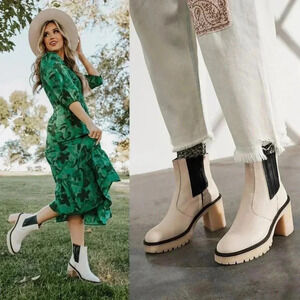 Free People James Chelsea Boots Size 38 Bone Leather NWOT